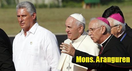 Diaz Canel, Papa Francisco y Mons. Aranguren