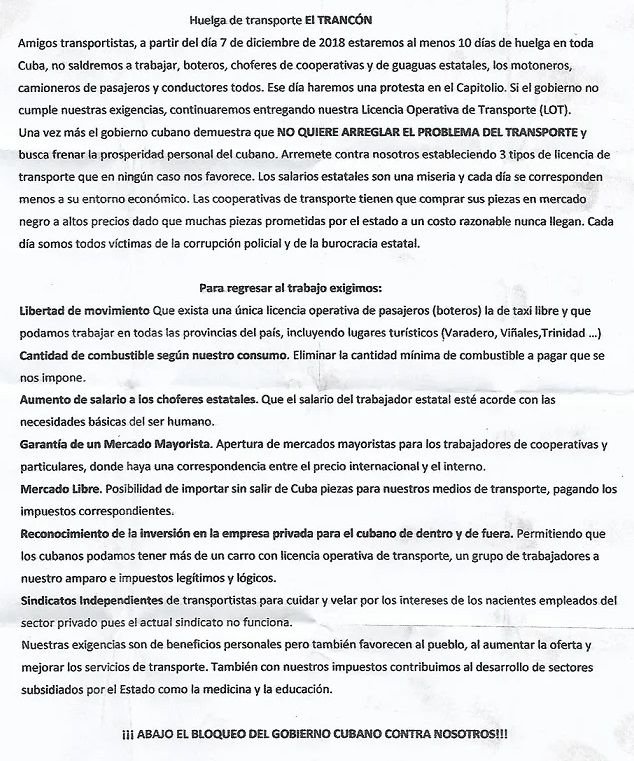 Huelga de transporte El Trancon en Cuba