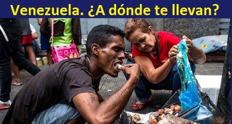 Venezolanos comiendo basura