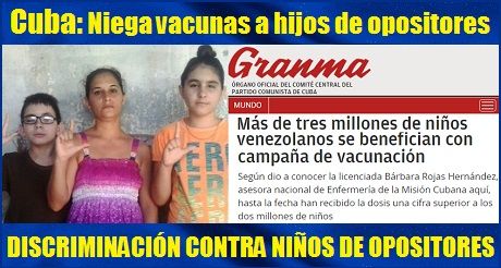 Cuba: Niega vacunas a hijos de opositores