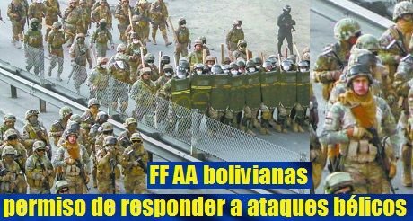 FF AA bolivianas permiso para responder ataques bélicos