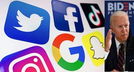 Empresas de tecnologia medios sociales mayores contribuyentes de Biden