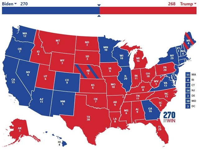 mapa Trump quedaria arriba de Biden