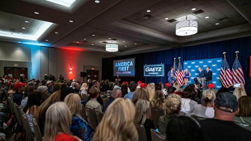 GAETZ GREENE BIGGS AND GOSAR ON STAGE