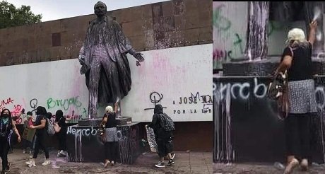 Jose Marti vandalizado por las feministas