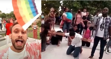 ataque de activistas Lgbt afines al castrismo contra cristianos en La Piragua