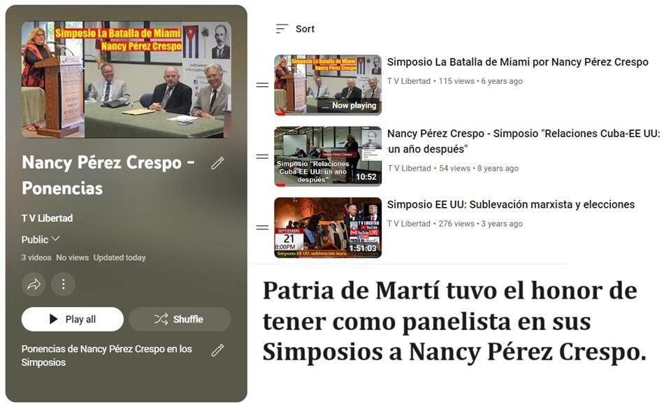 Participacion de Nancy Perez Crespo en los servicio de Patria de Marti