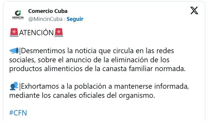Twitt de Mincin Cuba
