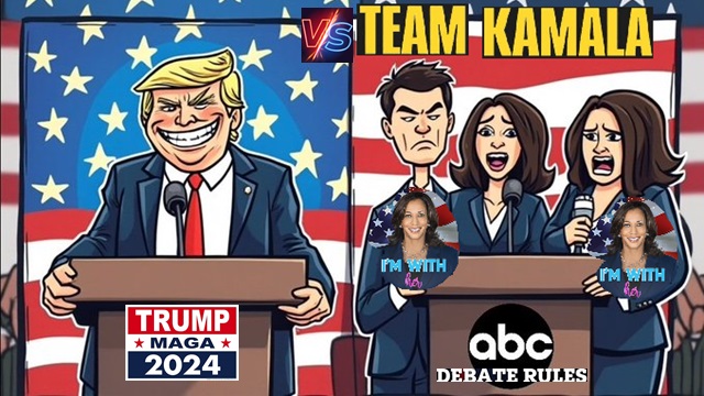 Debate presidencial 3 contra 1 Trump vs Kamala y los dos moderadores de abc