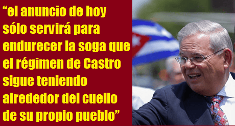 Bob Menendez reaccion sobre medida de Obama