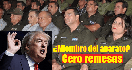 ¿Miembro del aparato? Cero remesas Trump