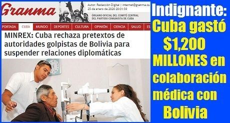 Cuba gastó $1200 MILLONES en colaboración médica con Bolivia
