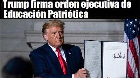 Trump firma orden ejecutiva de Educacion Patriotica