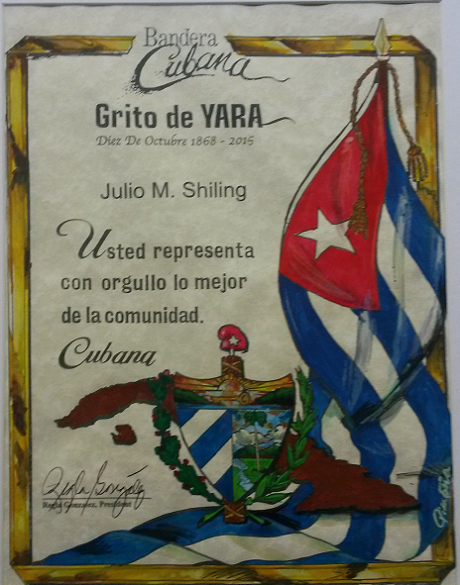 certificado Grito de Yara de Bandera Cubana