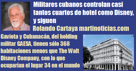 militares cubanos controlan tantos cuartos como Disney